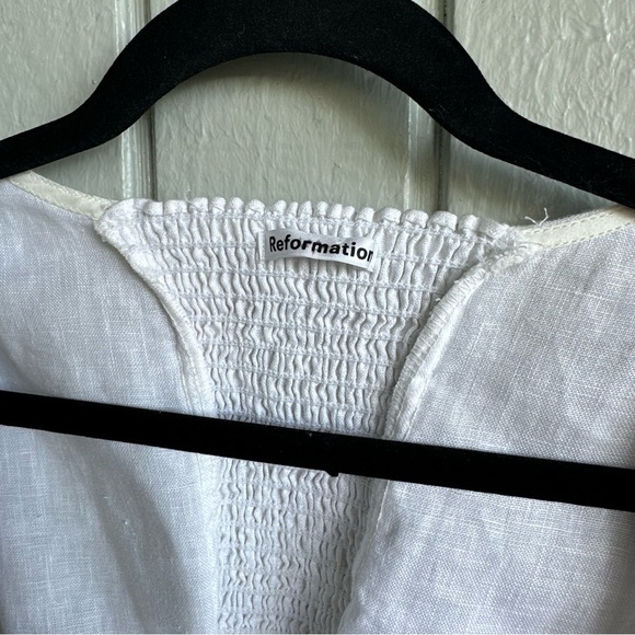Reformation Stilton Linen Top White Square Neck Blouse size 4 - Picture 11 of 14